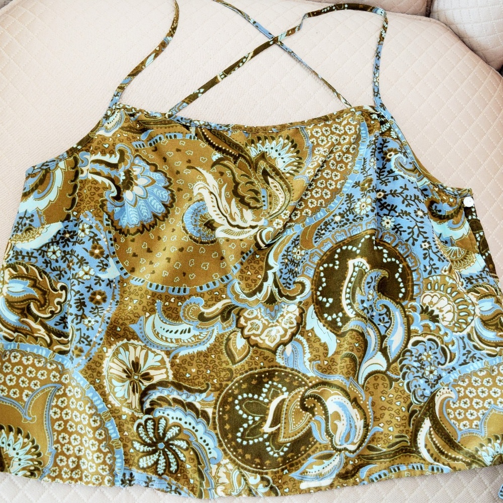 Banana Republic Cross Strap Top 100% Silk